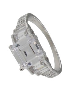 S-2216 - SORTIJA DE PLATA CON MOTIVO DE CIRCONITA Y PIEDRAS BLANCAS 