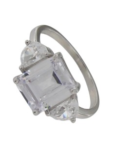 S-2213 - SORTIJA DE PLATA CON MOTIVO DE PIEDRAS BLANCAS