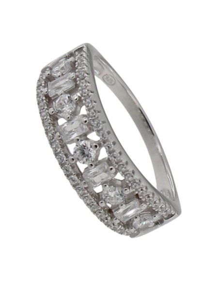 S-2212 - SORTIJA DE PLATA CON CIRCONITA Y PIEDRA BLANCA