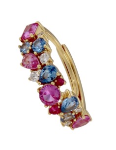 S-2206 - SORTIJA DE PLATA CHAPADA EN ORO CON PIEDRA DE COLOR CON ABERTURA TRASERA