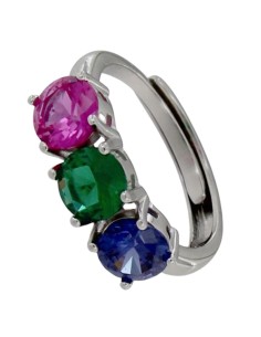 S-2204 - SORTIJA DE PLATA CON MOTIVO DE PIEDRAS DE COLOR DE 6 MM 