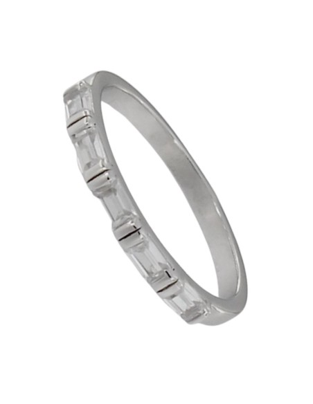 S-2163 - SORTIJA DE PLATA CON MOTIVO DE PIEDRA BLANCA DE 2 MM X 19 MM