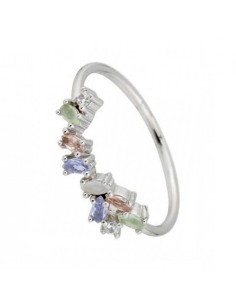 S-2119 - SORTIJA DE PLATA CON MOTIVO DE PIEDRAS BLANCAS UNIDAS