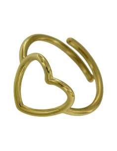 S-2077 - SORTIJA DE PLATA CHAPADA EN ORO EN FORMA DE CORAZÓN CON ABERTURA TRASERA