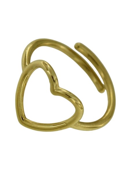 S-2077 - SORTIJA DE PLATA CHAPADA EN ORO EN FORMA DE CORAZÓN CON ABERTURA TRASERA