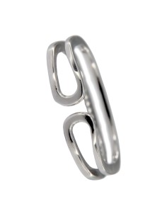 S-2052 - SORTIJADE PLATA CON FORMA CUADRADA CON DOS TIRAS UNIDAS Y CIERRE ABIERTO