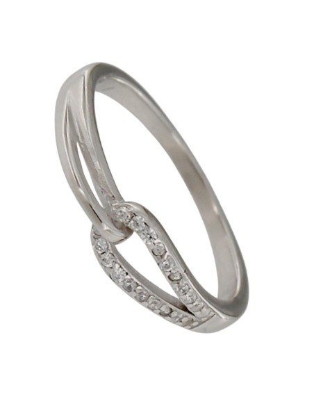 S-1910 - SORTIJA DE PLATA CON FORMA ENTRELAZADA CON UNA PARTE DE CIRCONITA