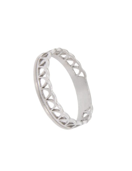 S-1860 - SORTIJA DE PLATA CON MOTIVOS DE TRIÁNGULOS UNIDOS HACIA ARRIBA Y HACIA ABAJO 