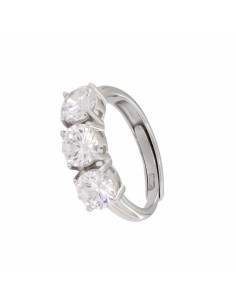 S-1839 - SORTIJA DE PLATA CON 3 CHATONES EN EL FRONTAL ABIERTA