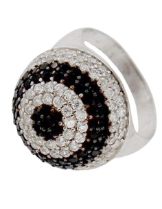 S-1369 - SORTIJA DE PLATA CON MOTIVO CENTRAL REDONDO CON CIRCONITA