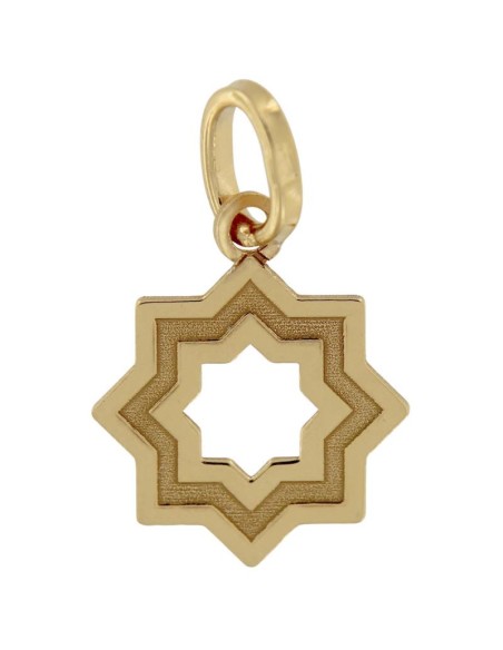 COLG-799DO - COLGANTE CHAPADO EN ORO ESTRELLA MUDÉJAR SATINADA 14 MM