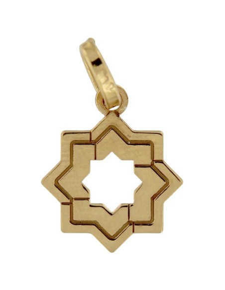 COLG-800DO - COLGANTE CHAPADO ORO ESTRELLA MUDÉJAR DOBLE LISA 14 MM 