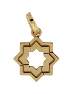 COLG-811DO - COLGANTE CHAPADO EN ORO 8,ESTRELLA MUDÉJAR DOBLE LISA 16 MM