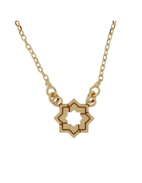 G-1512DO - GARGANTILLA CHAPADO ORO ESTRELLA MUDÉJAR DOBLE LISA 14 MM, 41 CM + ALARGADOR 