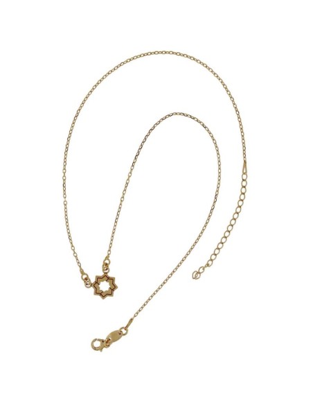 G-1512DO - GARGANTILLA CHAPADO ORO ESTRELLA MUDÉJAR DOBLE LISA 14 MM, 41 CM + ALARGADOR 