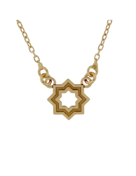 G-1725DO - GARGANTILLA CHAPADO ORO ESTRELLA MUDÉJAR SATINADA 12 MM, 41 CM + ALARGADOR 
