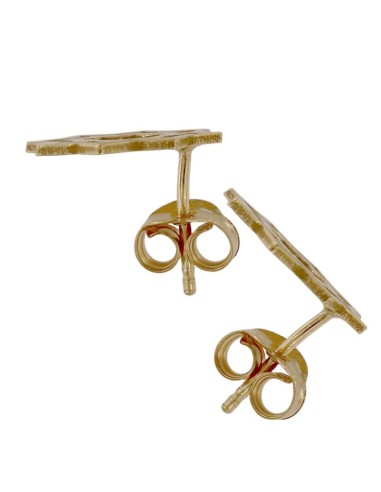 P-5261DO - PENDIENTE CHAPADO EN ORO DE ESTRELLA MUDÉJAR SATINADA 12 MM