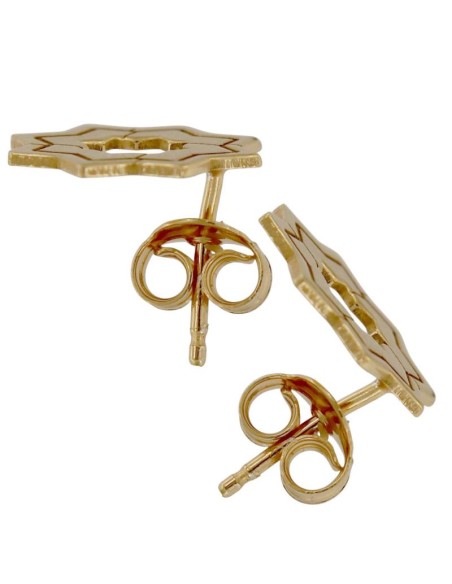 P-5262DO - PENDIENTE CHAPADO ORO DE ESTRELLA MUDÉJAR DOBLE LISA 12 MM
