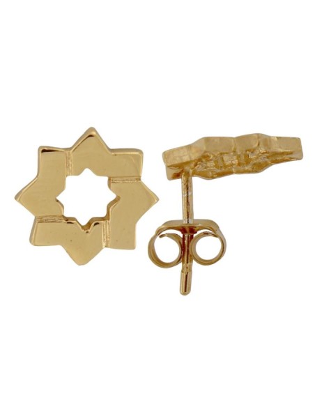 P-6491DO - PENDIENTE DE PLATA CHAPADO EN ORO ESTRELLA MUDÉJAR 13 MM