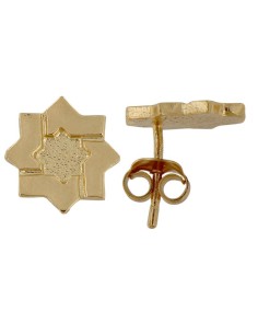 P-6492DO - PENDIENTE DE PLATA CHAPADO EN ORO ESTRELLA MUDÉJAR DE 13 MM