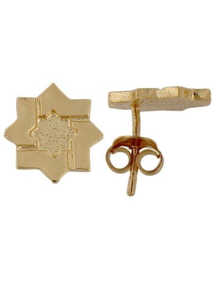 P-6492DO - PENDIENTE DE PLATA CHAPADO EN ORO ESTRELLA MUDÉJAR DE 13 MM