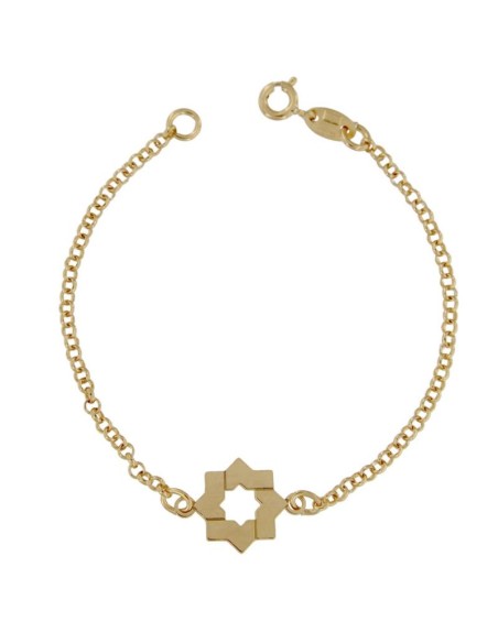 PUL-3838DO - PULSERA CHAPADO ORO ESTRELLA MUDÉJAR LISA 14 MM DE 18 CM