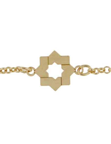 PUL-3838DO - PULSERA CHAPADO ORO ESTRELLA MUDÉJAR LISA 14 MM DE 18 CM