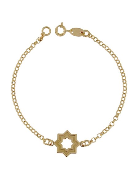 PUL-4212DO - PULSERA CHAPADO EN ORO LÁSER ESTRELLA MUDÉJAR SATINADA 14 MM DE 18 CM