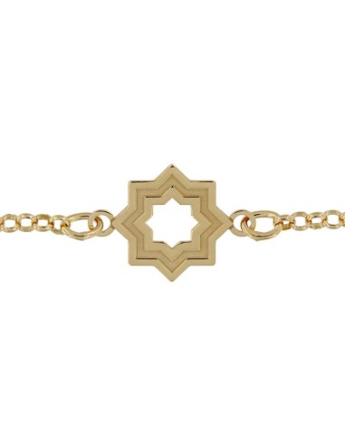 PUL-4212DO - PULSERA CHAPADO EN ORO LÁSER ESTRELLA MUDÉJAR SATINADA 14 MM DE 18 CM