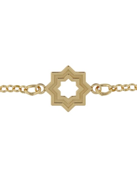 PUL-4212DO - PULSERA CHAPADO EN ORO LÁSER ESTRELLA MUDÉJAR SATINADA 14 MM DE 18 CM