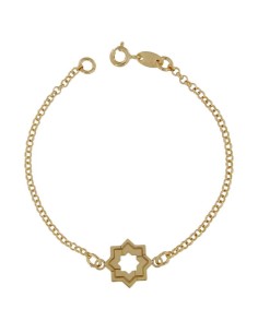 PUL-4213DO - PULSERA CHAPADA ORO LÁSER ESTRELLA MUDÉJAR DOBLE LISA 14 MM DE 18 CM