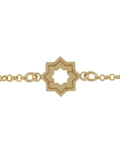 PUL-4213DO - PULSERA CHAPADA ORO LÁSER ESTRELLA MUDÉJAR DOBLE LISA 14 MM DE 18 CM 2