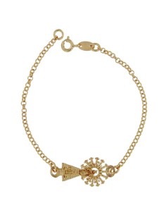 PUL-4214DO - PULSERA DE ROLO FINO DE 2,5 MM CON ENTREPIEZA DE LA VIRGEN DEL PILAR 25 MM Y 19 CM