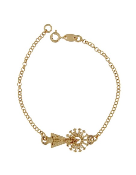 PUL-4214DO - PULSERA DE ROLO FINO DE 2,5 MM CON ENTREPIEZA DE LA VIRGEN DEL PILAR 25 MM Y 19 CM