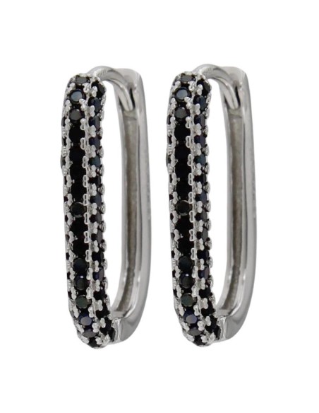 CRI-1094 - CRIOLLA DE PLATA CON CIRCONITA NEGRA DE 10 MM X 15 MM 