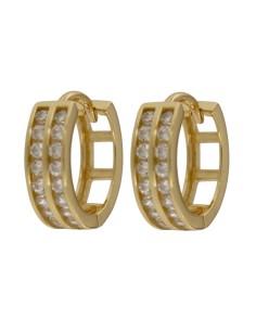 CRI-1234 - CRIOLLA DE PLATA CHAPADO EN ORO CON DOBLE TIRA DE CIRCONITA DE 10 MM