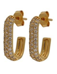 CRI-1349 - CRIOLLA DE PLATA CHAPADA EN ORO CON CIRCONITA DE 11 MM X 17 MM