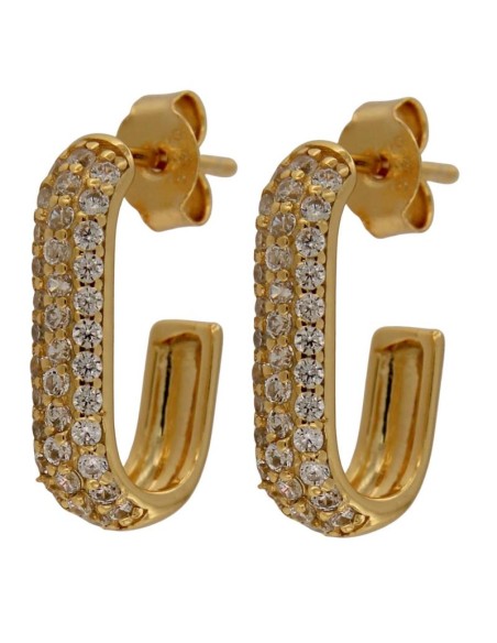 CRI-1349 - CRIOLLA DE PLATA CHAPADA EN ORO CON CIRCONITA DE 11 MM X 17 MM 