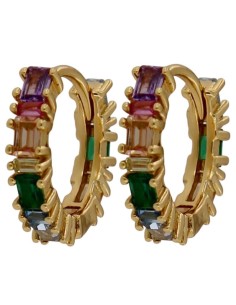 CRI-1350 - CRIOLLA DE PLATA CHAPADA EN ORO CON PIEDRA DE COLOR DE 14 MM