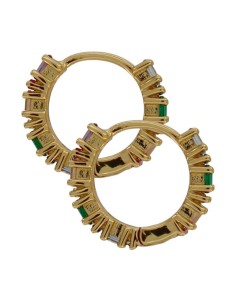 CRI-1350 - CRIOLLA DE PLATA CHAPADA EN ORO CON PIEDRA DE COLOR DE 14 MM 2