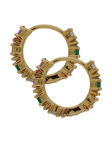 CRI-1350 - CRIOLLA DE PLATA CHAPADA EN ORO CON PIEDRA DE COLOR DE 14 MM