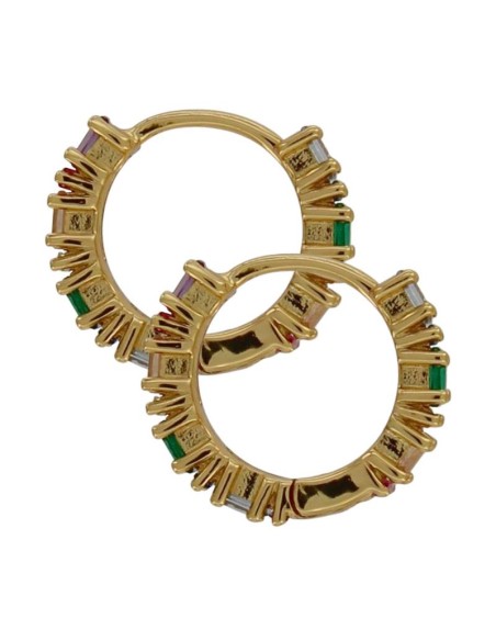 CRI-1350 - CRIOLLA DE PLATA CHAPADA EN ORO CON PIEDRA DE COLOR DE 14 MM