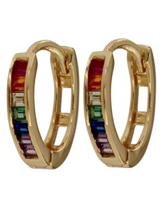 CRI-1361 - CRIOLLA DE PLATA CHAPADA EN ORO CON PIEDRA DE COLOR DE 10 MM