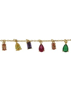 PUL-5114 - PULSERA DE PLATA CHAPADA EN ORO CON PEIDRAS DE COLOR DE 17 CM + ALRAGDOR 2