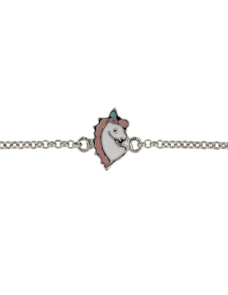 PUL-4745 - PULSERA DE PLATA CON MOTIVOS DE UNICORNIOS DE 13,5 CM + ALARGADOR