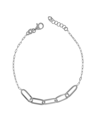 PUL-5021 - PULSERA DE PLATA CON OVALOS ENTRELAZADOS DE 17 CM + ALARGADOR