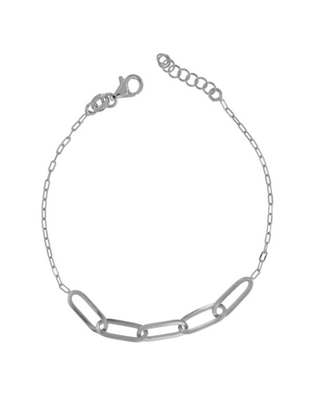 PUL-5021 - PULSERA DE PLATA CON OVALOS ENTRELAZADOS DE 17 CM + ALARGADOR