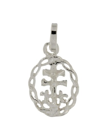 COLG-644 - COLGANTE DE PLATA CRUZ DE CARAVACA CON CERCO 15X13 MM