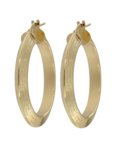 CRI-1291 - CRIOLLA DE PLATA CHAPADO EN ORO MOTIVO GRECA DE 32 MM EXT.