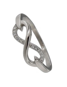 S-2197 - SORTIJA DE PLATA CON MOTIVO DE INFINITO CON CIRCONITA DE 6 MM X 15 MM